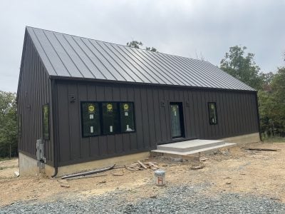 Dark-clad barn install